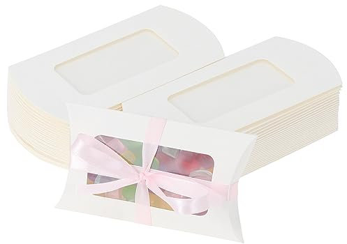 HASEAMALL 50 pz scatole per confetti Scatoline Portaconfetti scatoline Scatole regalo piccole scatole per bomboniere coni per confetti scatolina carta kraft Con finestra trasparente