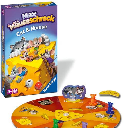 Ravensburger 22466 - Jeu de Chat et Souris Max Mouse pour Enfants de 4 Ans et Plus, Jeu de dés et de Collection pour 2 à 4 Joueurs