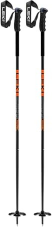 LEKI Pitch Back Lightweight Aluminum Ski Poles for Alpine Skiing - Black-Neonorange-Dark Anthracite - 110 cm
