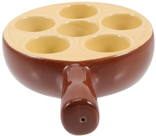 BESTonZON Keramikplatten 2 Stück Schneckengericht Schneckenteller Schneckentablett Weißes Geschirr Weißer Keramiktopf Schneckenzange Schneckenpfannen Muschelschale 6 Löcher Schneckenteller