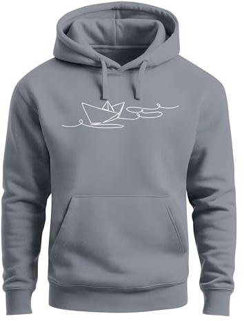 Neverless® Hoodie Herren Boot Polygon Papier-Schiff Origami Aufdruck Print Kapuzen-Pullover Männer Fashion Streetstyle