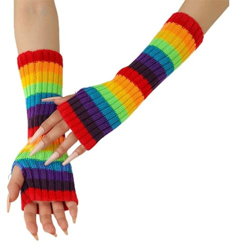Gefomuofe Armstulpen Damen Fingerlose Fäustlinge Halbfinger Handschuhe Strick Handschuhe Ohne Finger Fingerlose ohne finger dehnbare Handschuhe Fingerlos Armstulpen Fäustlinge für Damen und Herren