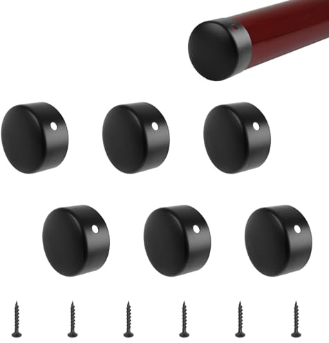 UFURMATE 6PCS 45mm Stainless Steel Round Handrail End Caps - Black