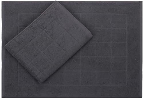 Betz 2 Stück Badvorleger Berlin Größe 50x70 cm 100% Baumwolle Badematte Badteppich Duschvorlage Qualität 650 g/m² Farbe Graphit