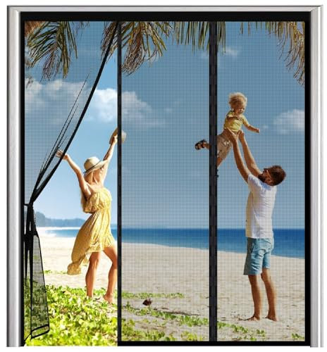 Kellertür Tur Magnetisch Türe Lamellenvorhang 130x245cm Anti-Moskito Glasfasermaterial mit Magnetbändern, für Wohnwagen Schwarz