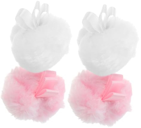 HONMEET 4pièces Poudres Puff Beauté Éponge Fuzzy Forme De Boule Pour Maquillage Coussin De Couleur Pour Joues Utilisation Portable Pour Femmes