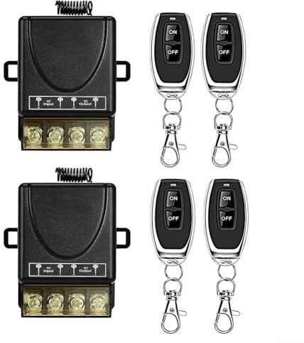 2 interruptores remotos inalámbricos, DC12-72 V 30 A de largo alcance 12 V, interruptor de control remoto adecuado para alarmas antirrobo de coche, sistemas de seguridad puerta enrollable