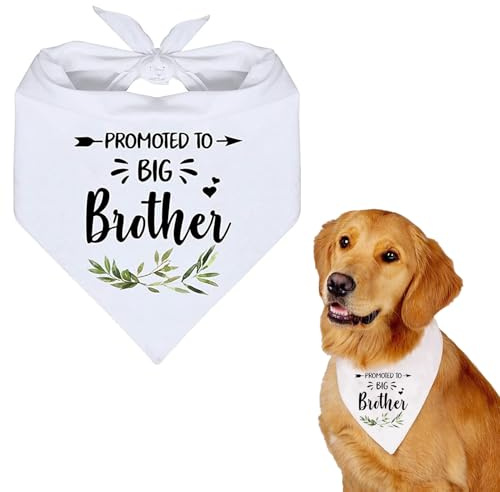 Promoted to Big Brother Dog Bandana, White Pet Scarf Pregnancy Announcement Dog Bandana Baby Dog Gender Revealing Photo Props Accessories