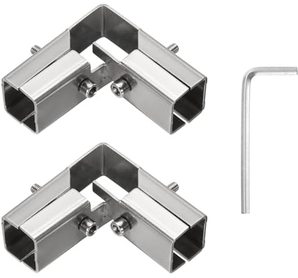 sourcing map 2Pcs Square Structural Pipe Connectors 3 Way End Rails Clamp with Wrench Stainless Steel Corner Pipe Fittings for DIY Shelf Garden Support 1 Fit Pipe Dia, Silvery