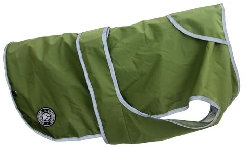 Ancol Stormguard Soft Shell Dog Coat in Khaki - Waterproof Pet Rain Jacket with Zipped Harness Hole - Reflective Edging Puppy Apparel - M