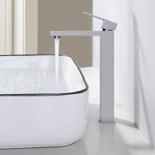 ARCORA Rubinetto per lavabo, rubinetto ad alta pressione, in acciaio inox 304, con tubi di collegamento da 50 cm, nichel spazzolato