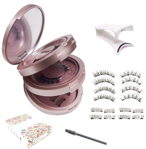 BelleVive 8 Paires de Cils Magnétiques, Cils Naturels, Cils Artificiels, Cils Magnétiques avec Pince, Cils Magnétiques sans Eyeliner, Réutilisables, Cils Magnétiques