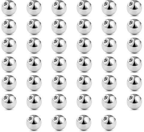 OBYJCA 40 Pcs Belly Bar Balls, Piercing Belly Button Balls Replacement, Tongue Bar Septum Ball