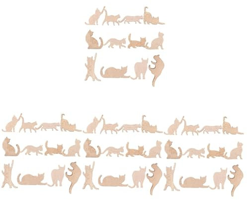 Tofficu 48pezzi Ritagli Di Legno Grezzo Forma Di Gatto Per Progetti Di Graffiti Fette Di Legno Per Decorazioni Fai Da Te e Interni Superficie Liscia e Resistente