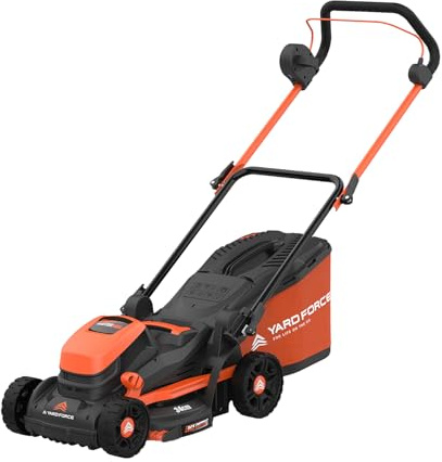 Yard Force LM C34B Cordless Lawn Mower, 40V Twin Battery, 34cm Cut Width, 6 Height Settings, 35L Grass Bag