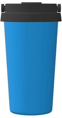 WBQLSL Taza de café impresa de color azul sólido, temperatura constante de 24 horas, taza de agua ligera para deportes de viaje