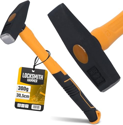 Instalguru Schlosserhammer 300 G Hammer Robuster Fiberglasstiel Ergonomischer Werkstatthammer Gehärteter Stahl Profi Klempner Handwerker Langlebig Vibrationsdämpfend