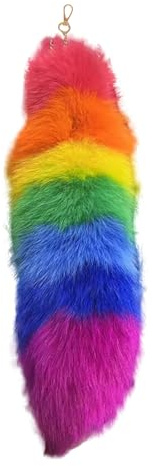 Generisch Fuchsschwanz 3D Niedlicher Schwanz Schlüsselanhänger Anhänger Frauen Schlüsselanhänger Halter Pompoms Modischer haariger Schwanz Tierschwanz (C-5, 40cm)