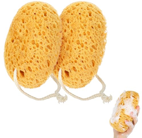 Wanmu 2Pcs Bath Sponge, 6.1 Inch Soft Exfoliating Body Scrubber Shower Sponges, Large Foam Loofah Face Puff for Women, Men, Teenager Body Cleansing Supplies