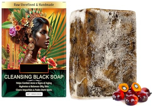 Savon Noir Africain Pur, pour Toutes les Peaux, Savon Noir Africain Biologique, L'Acné Et Les Taches Brunes, Détoxifiant et Anti-âge, Hydratant Naturel