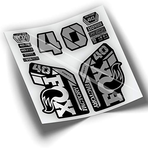 Ref: VP441 Aufkleber, kompatibel mit FOX 40 Gabel 2021–2025 MTB, Sticker, Aufkleber, Aufkleber für Mountainbikes, (verchromtes Silber)
