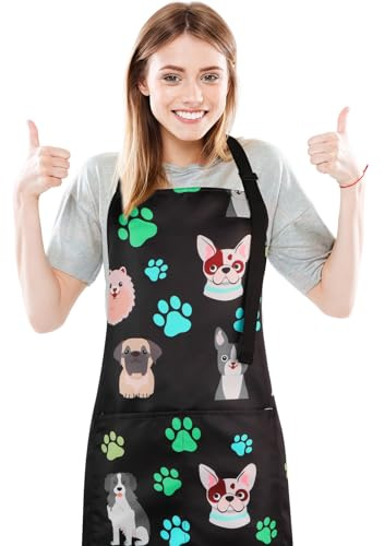 Livdouyu Kochschürze Damen, Küchenschürze Damen mit Personalisiertem Design,Kochschürze Wasserabweisende Latzschürze,Verstellbare Kochschürze Lustig mit Taschen für Kochen, Backen und Grillen