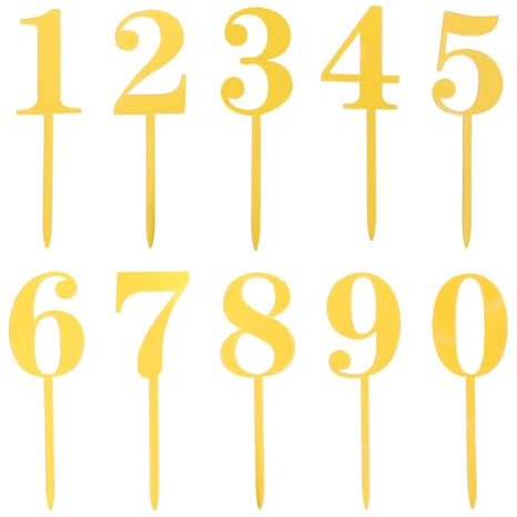 LXUEJIE 20 Stück Zahlen Cake Topper, 0-9 Zahlen Kuchen Deko Geburtstag Tortenaufsatz Wiederverwendbar Tortendeko Kuchen Topper Tortendeko Gold Torten Deko für Geburtstagsfeiern Hochzeitsparty