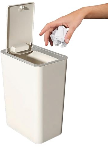 Generisch Mülleimer Mit Deckel | Badezimmer Abfalleimer - 10L Kompakt Mülleimer Abfallbehälter | Für Zuhause Arbeitsplatz Badezimmer Wohnheim Schlafzimmer Waschbecken Ecke Toilette Innenraum