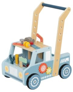 TOOKY TOY Lauflernwagen Werkbank FSC Holz: Laufwagen mit Werkzeug Spielzeug für Kinder, Montessori Lernspielzeug, Fördert Motorische, Kognitive, Soziale & Emotionale Entwicklung, Geschenk ab 3 Jahren