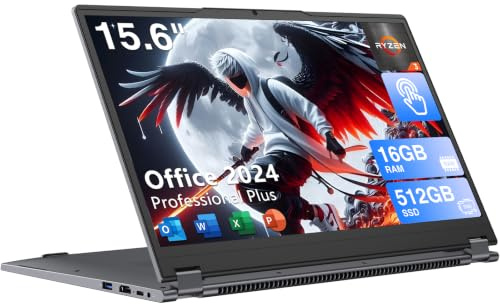 Ordinateur Portable Tactile 2-en-1 15,6, PC Convertible 360° avec Ryzen R3 3200U (Jusqu'à 3,5 GHz), 8Go DDR4 256Go SSD, Écran FHD 1920x1080, Win 11 Pro, WiFi, BT5.1, Clavier Rétroéclairé