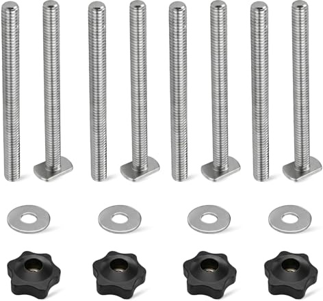 16 Stück Nutensteine M8, T Nut Schrauben Edelstahl Nutensteine Dachträger T Nut Adapter mit Muttern Schrauben und Unterlegscheiben für Holzbearbeitung Werkzeug