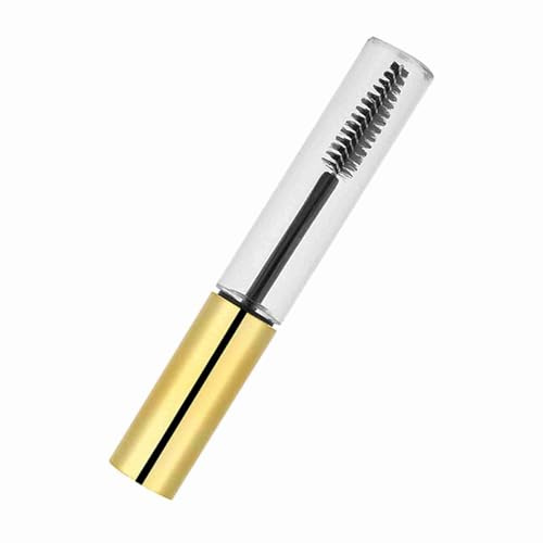 Jelquix 10 Ml Tom Mascara Tube Set med ögonfransstav, Hållbar och Miljövänlig för Mascara och ögonfransväxtolja, Bärbar Storlek (10ml lock i ljust guld)