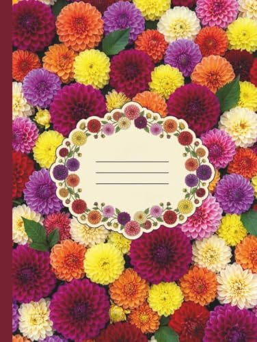 Pompom Dahlia Composition Notebook Wide Ruled: 200-Page Journal for School Students, Teens and Instructors