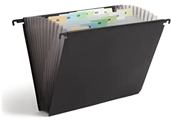 SMEAD Poly Fächermappe zum Aufhängen, 12 Unterteiler, Buchstabe Größe, schwarz (65125)
