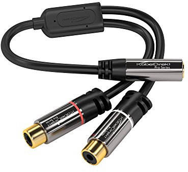 KabelDirekt – 3,5mm Adapter Kabel – 0,2m (2 x Cinch Buchse > 3,5mm Buchse, 3-polig) – PRO Series