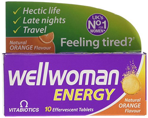 Wellwoman Energy Orange - 10 Dissolving Multivitamins Effervescent Tablets for Woman, Natural Orange Flavour,