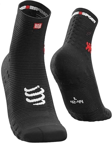 COMPRESSPORT Chaussettes De Course à Pied - Pro Racing Socks V3 Run High - Prévention des Ampoules - Amorti et Respirabilité, Running et Triathlon, Pour Entraînement et Compétition, Noir - 39-41