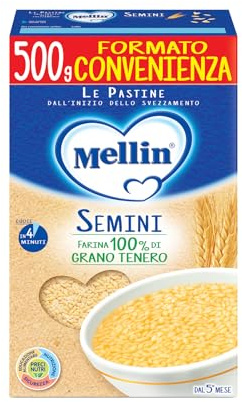 Mellin Pastina Semini, Con Farina di Grano Tenero e Vitamina B1, 500g