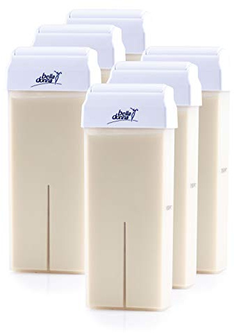 Bella Donna „Vanilla Crème” mit linderndem Zinkoxid Glatte Warmwachspatronen zum Aufrollen zur Haarentfernung, 6 x 100 ml – Sanft zu empfindlicher Haut