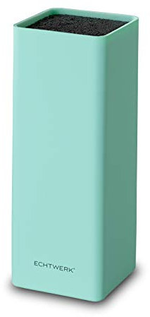 Echtwerk Universal Square Knife Block, Holder, Organiser, Practical Stand, Space-Saving Storage with Bristle Insert, Flexible, Light Blue, 30 cm