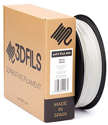 3DFILS - Filamento PLA para impresión 3D esFil PLA INGEO 3D850: 1.75 mm, 1 Kg, Blanco