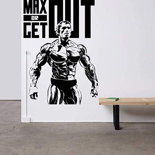 Wandaufkleber Wandtattoos Tapete Fitness Club Aufkleber Fitnessstudio Logo Sport Langhantel Workout Motivierende Muskeltraining Dekor 57X80Cm