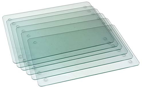 RnT Set Of 6 Tempered Glass Placemats Clear Rectangle Shaped Heat Resistant Kitchen Office Restaurant Living Room Household Essentials Shock Resistant Kitchenware Indoor & Outdoor 20x30cm
