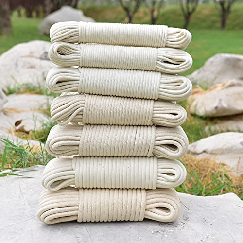 Weißes handgewebtes Bindeseil Baumwollfadenseil selbstabsorbierendes Kernseil Fahnenmastzelt Zugseil-12mm x 10m