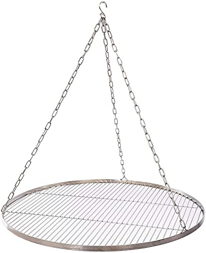 Grillrost Ø 75 cm mit Kette Edelstahl 4 mm Grillstabdicke Stababstand 14 mm für Schwenkgrill BBQ Dreibein
