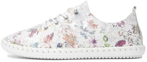 Lunar Exbury Soft Floral Leather Plimsoll 7 UK White