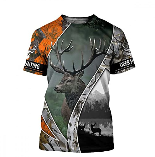XRHYJK Hommes 3D imprimé T-Shirts Camouflage Animaux De Chasse Cerfs Et Élans Camouflage Animaux De Chasse Cerfs Et Élans T-Shirts 3D pour Hommes dans Les Sports Et Loisirs D'Été