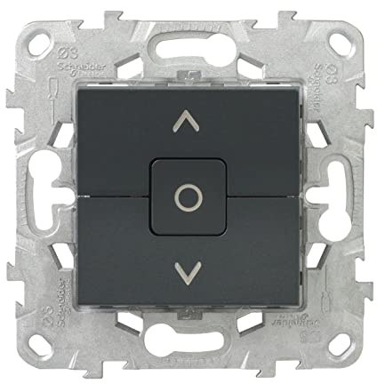 SCHNEIDER Unica Déco Interrupteur de volet roulant Anthracite 6A Mécanisme en plastique 250 V, IP21 Montage encastré Pour intérieurs modernes Finition mate 60 x 60 x 35 mm