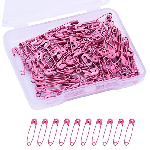 120st 19mm Säkerhetsnålar, Mini Säkerhetsnålar Metallsäkerhetsnålar för Konsthantverkssömnad och Smyckestillverkning (Rosa)