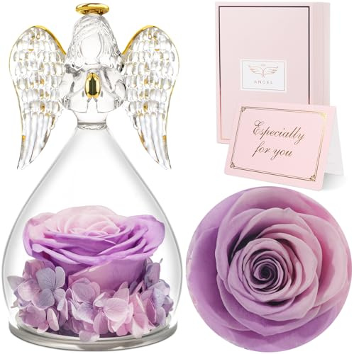 Sunia Ewige Rose Engel Geschenke für Frauen, Engel Figur Geschenke für Mama, Geburtstagsgeschenk für Frauen, Mutter Oma Geschenk, Schutzengel Rose Geschenk zum Muttertag Weihnachten Valentinstag